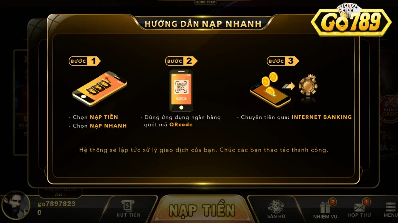 Điều kiện nạp tiền Go789