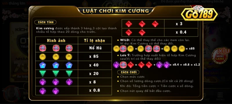 Chi tiết luật chơi game Kim Cương Go789