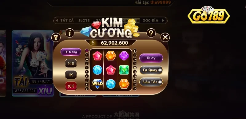 Kim cương Go789 nổ hũ với 3 Wild sắp xếp trên 1 hàng